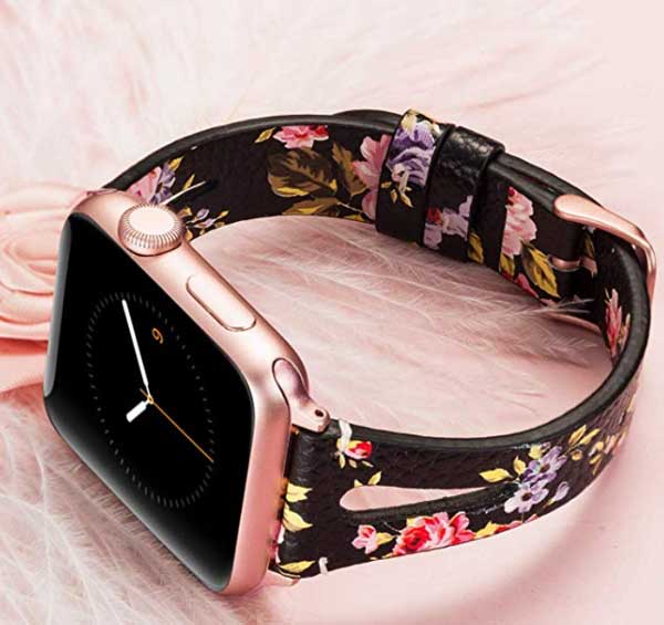Wearlizer Womens blommiga Apple Watch Band