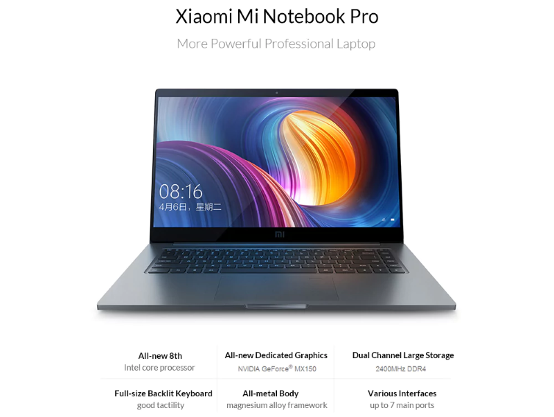[Kupongkod] Xiaomi Mi Notebook Pro - med USB Type C-port