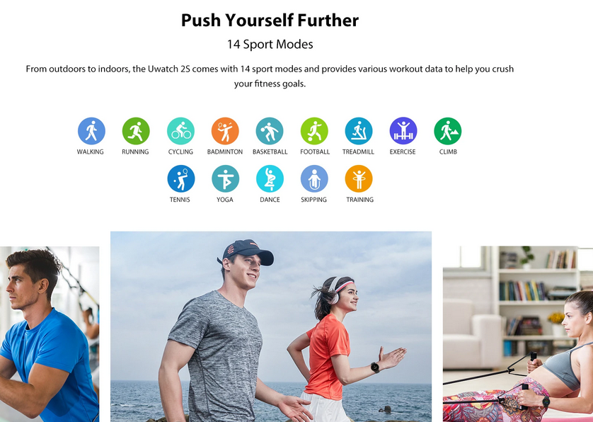 flera sportlägen för Umidigi Uwatch 2s