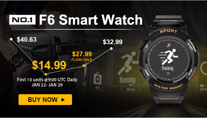 Nr 1 F6 Smartwatch FLASH REA $ 27,99, första 10 enheter endast $ 14,99
