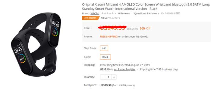 Xiaomi Mi Band 4 kupongkod